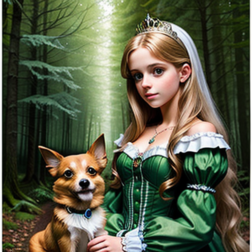 История об очень красивой девочке и ее собачке в сказочном лесу.